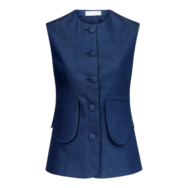 Destree Denim blue button-front vest - Destree - Graphic Parisian Fashion - Shop at Coveti