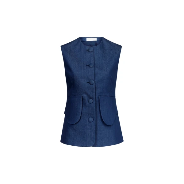 Destree Denim blue button-front vest - Destree - Graphic Parisian Fashion - Shop at Coveti