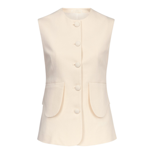 Destree Denim ecru button-front vest - Destree - Graphic Parisian Fashion - Shop at Coveti