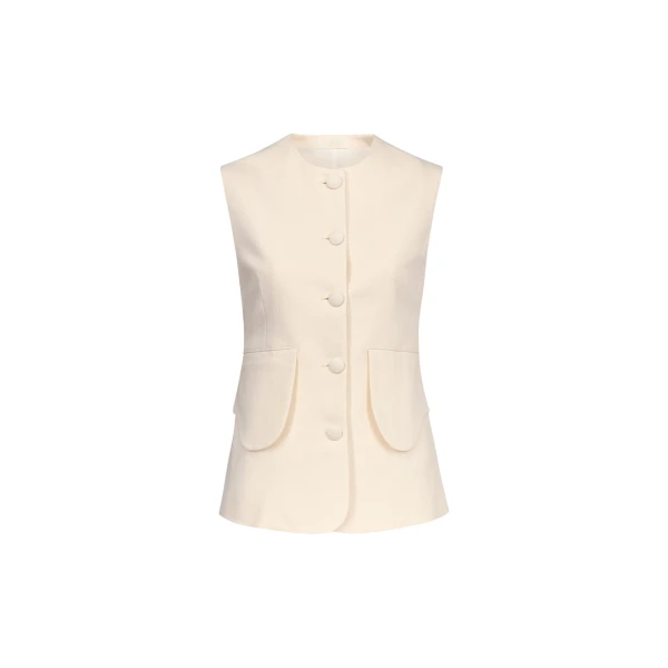 Destree Denim ecru button-front vest - Destree - Graphic Parisian Fashion - Shop at Coveti