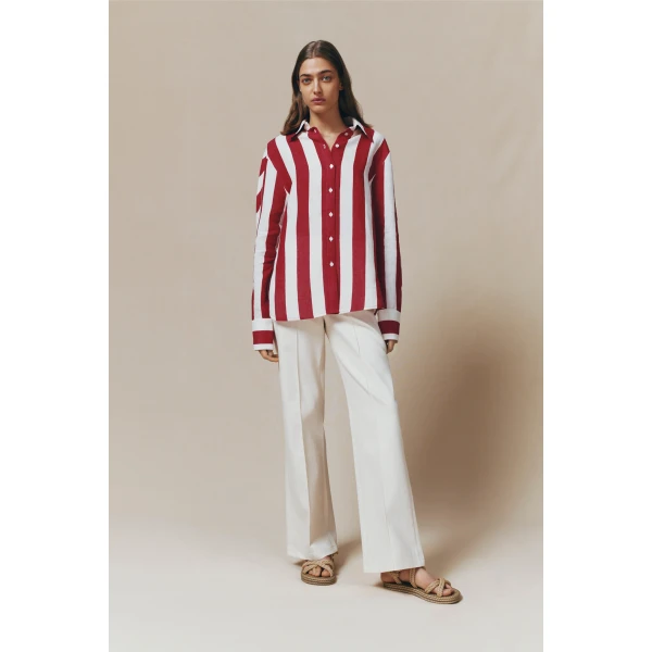 Destree Denim ecru flared pants with circular pocket details - Destree - Graphic Parisian Fashion - Shop at Coveti
