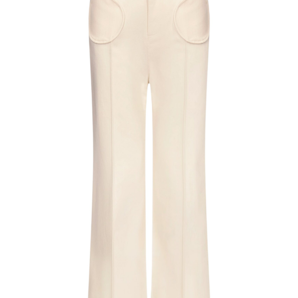 Destree Denim ecru flared pants with circular pocket details - Destree - Graphic Parisian Fashion - Shop at Coveti