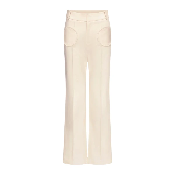 Destree Denim ecru flared pants with circular pocket details - Destree - Graphic Parisian Fashion - Shop at Coveti