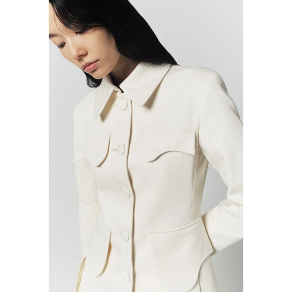 Destree Denim ecru utility button-front jacket - Destree - Graphic Parisian Fashion - Shop at Coveti
