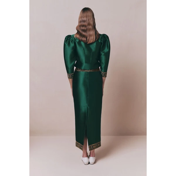 Destree Forest satin puff sleeves jacket with embroidered details - Destree - Graphic Parisian Fashion - Shop at Coveti