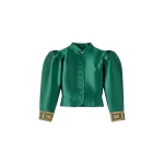 Destree Forest satin puff sleeves jacket with embroidered details - Destree - Graphic Parisian Fashion - Shop at Coveti
