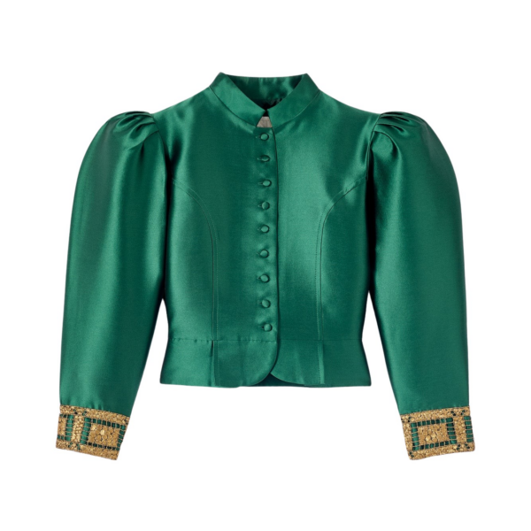 Destree Forest satin puff sleeves jacket with embroidered details - Destree - Graphic Parisian Fashion - Shop at Coveti