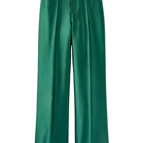 Destree Forest satin straight pants with embroidered details - Destree - Graphic Parisian Fashion - Shop at Coveti