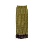Destree Green jacquard skirt with faux fur trim - Destree - Graphic Parisian Fashion - Shop at Coveti