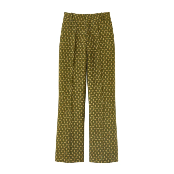 Destree Green jacquard straight pants - Destree - Graphic Parisian Fashion - Shop at Coveti