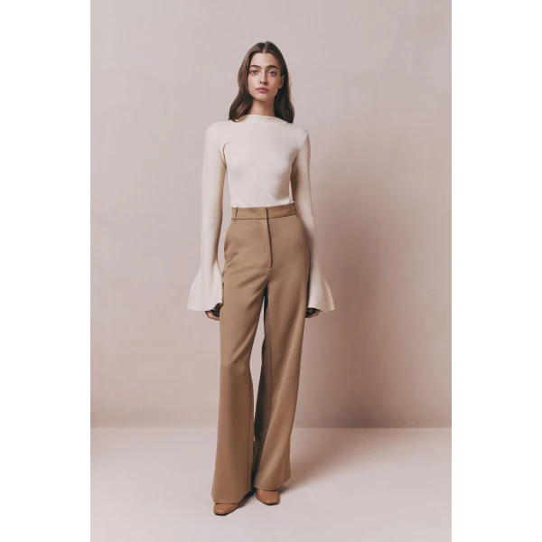 Destree Light Beige Serge Trousers - Destree - Graphic Parisian Fashion - Shop at Coveti