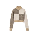 Destree Patchwork cropped sweater in merino wool blend - Destree - Graphic Parisian Fashion - Shop at Coveti
