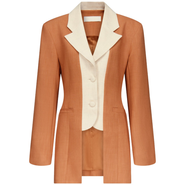 Destree Two-tone camel jacket with contrasting lapel - Destree - Graphic Parisian Fashion - Shop at Coveti