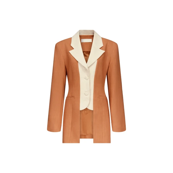 Destree Two-tone camel jacket with contrasting lapel - Destree - Graphic Parisian Fashion - Shop at Coveti