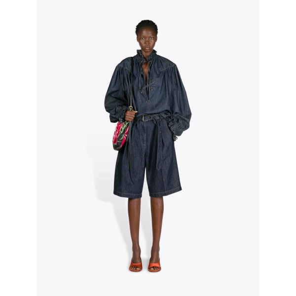 Dries Van Noten Belted Denim Shorts, view 2