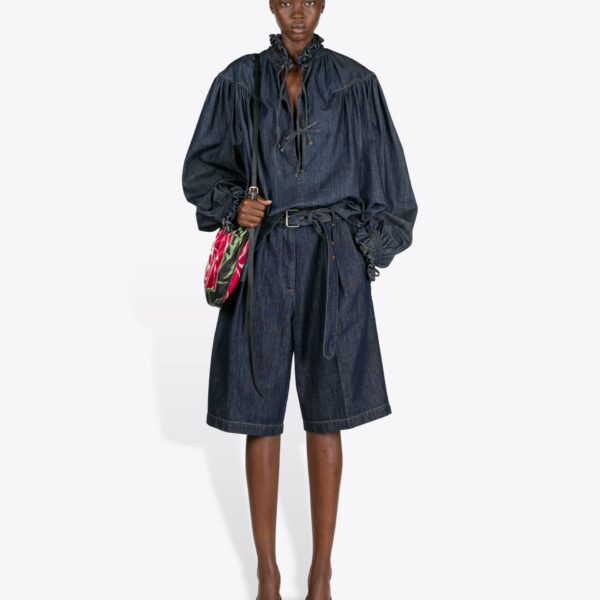 Dries Van Noten Belted Denim Shorts - Dries Van Noten Shorts - Belgian Fashion Design - Shop at Coveti