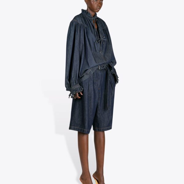 Dries Van Noten Belted Denim Shorts - Dries Van Noten Shorts - Belgian Fashion Design - Shop at Coveti