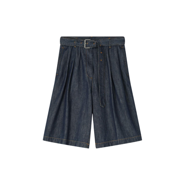 Belted Denim Shorts