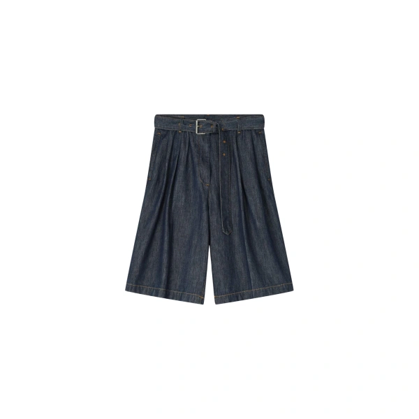 Belted Denim Shorts