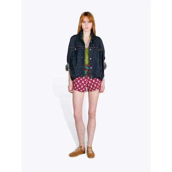 Dries Van Noten Denim Blouson Top, view 2