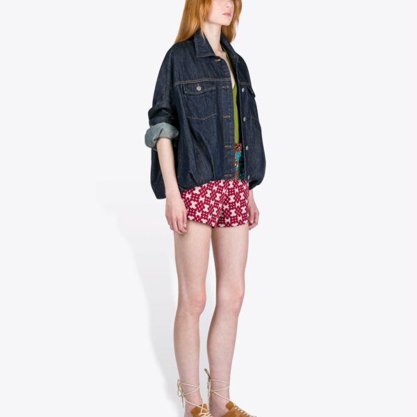 Dries Van Noten Denim Blouson - Dries Van Noten Tops - Belgian Fashion Design - Shop at Coveti