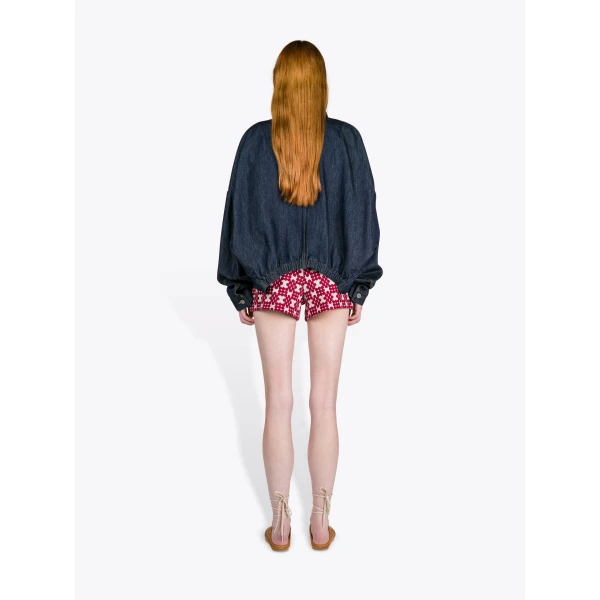 Dries Van Noten Denim Blouson Top, view 4