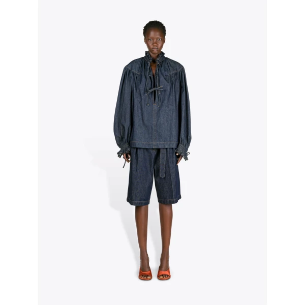 Dries Van Noten Ruffled Denim Shirt, view 2