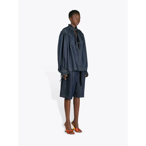 Dries Van Noten Ruffled Denim Shirt, view 3
