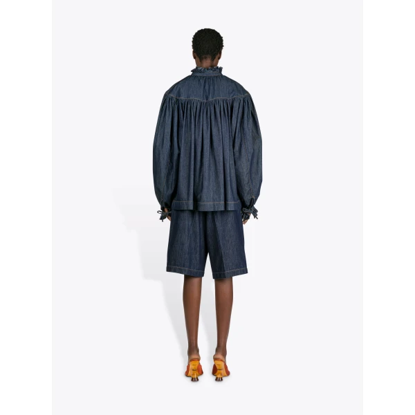 Dries Van Noten Ruffled Denim Shirt, view 4