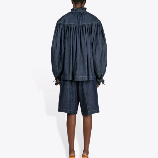 Dries Van Noten Ruffled Denim Shirt - Dries Van Noten Tops - Belgian Fashion Design - Shop at Coveti