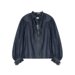 Dries Van Noten Ruffled Denim Shirt - Dries Van Noten Tops - Belgian Fashion Design - Shop at Coveti