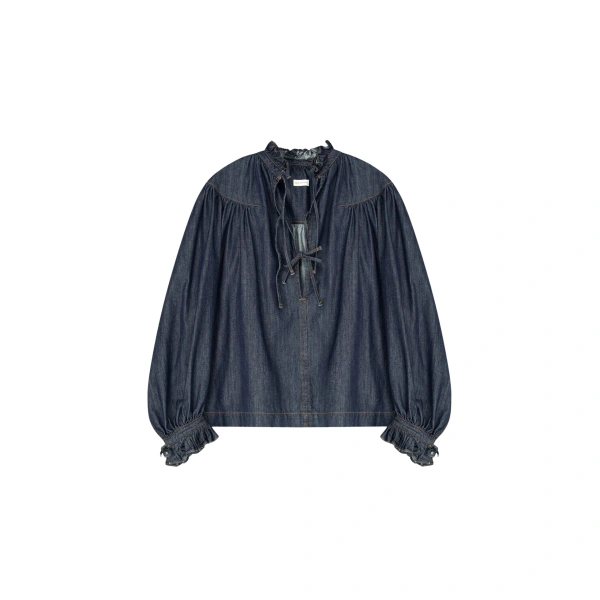 Ruffled Denim Shirt