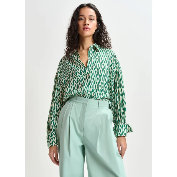 Essentiel Antwerp Green and beige printed shirt, view 2