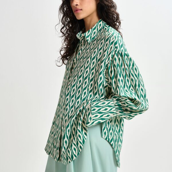 Essentiel Antwerp Green and beige printed shirt - Essentiel Antwerp Shirts - Colorful Belgian Design - Shop at Coveti