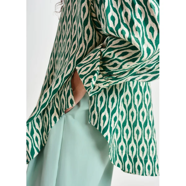 Essentiel Antwerp Green and beige printed shirt, view 4