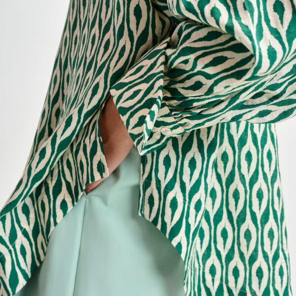 Essentiel Antwerp Green and beige printed shirt - Essentiel Antwerp Shirts - Colorful Belgian Design - Shop at Coveti