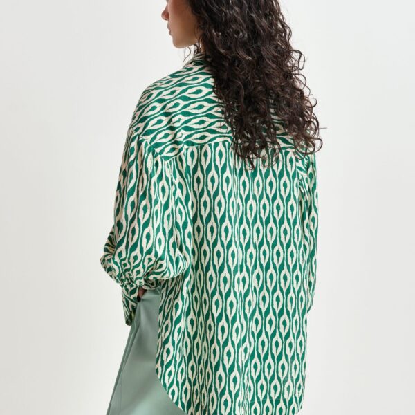 Essentiel Antwerp Green and beige printed shirt - Essentiel Antwerp Shirts - Colorful Belgian Design - Shop at Coveti