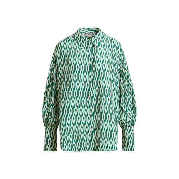 Essentiel Antwerp Green and beige printed shirt - Essentiel Antwerp Shirts - Colorful Belgian Design - Shop at Coveti