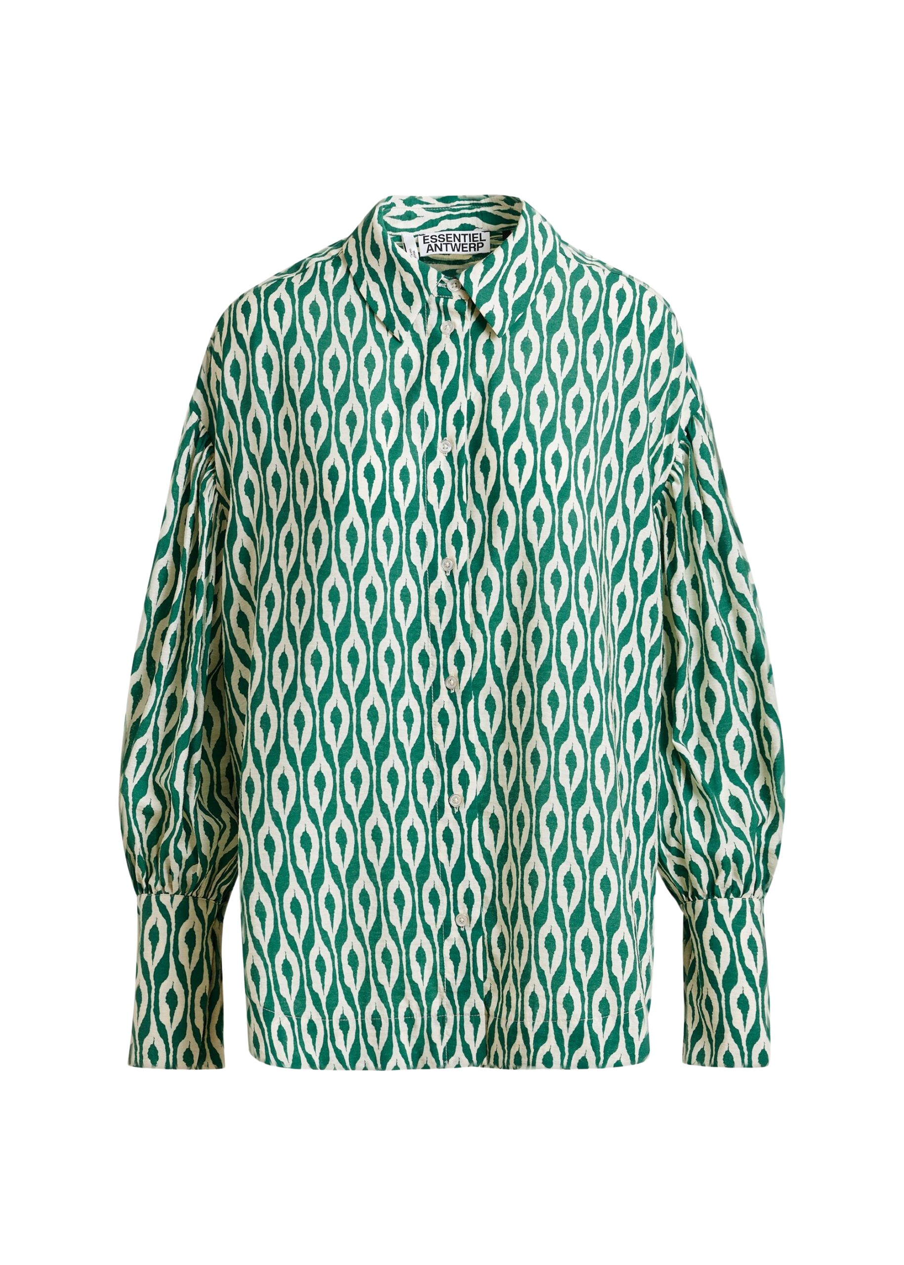 Essentiel Antwerp Green and beige printed shirt - Essentiel Antwerp Shirts - Colorful Belgian Design - Shop at Coveti