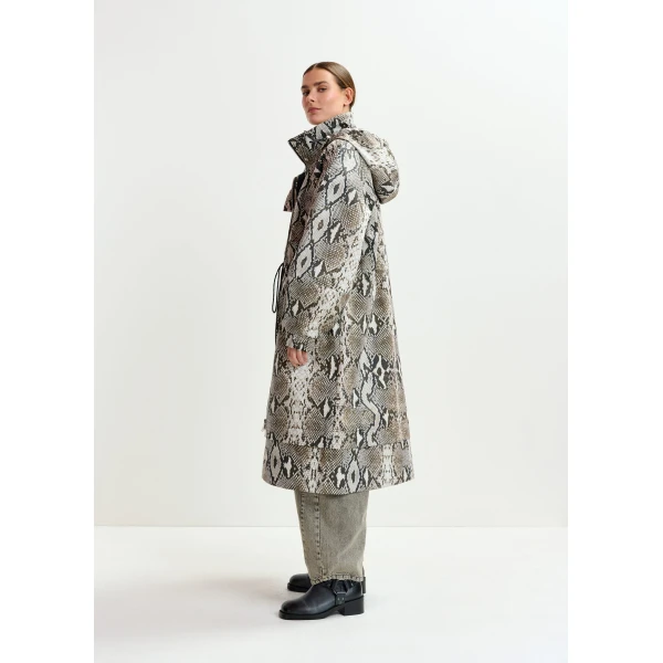 Essentiel Antwerp Green, beige and black oversized hooded raincoat Coat, view 4