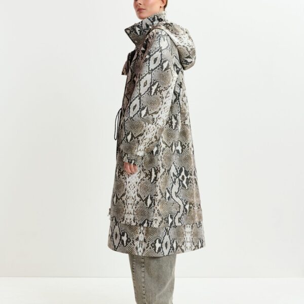beige and black oversized hooded raincoat - Essentiel Antwerp Coats - Colorful Belgian Design - Shop at Coveti