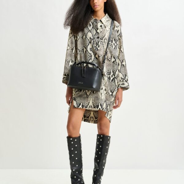 beige and black snakeprint minidress - Essentiel Antwerp Dresses - Colorful Belgian Design - Shop at Coveti