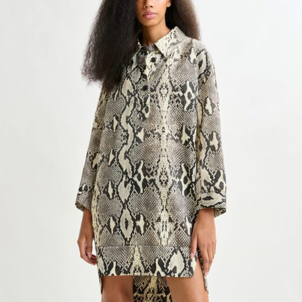 beige and black snakeprint minidress - Essentiel Antwerp Dresses - Colorful Belgian Design - Shop at Coveti