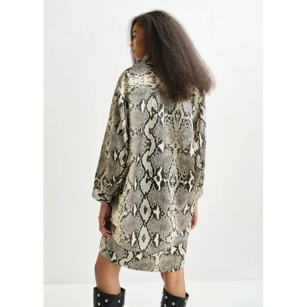 Essentiel Antwerp Green, beige and black snakeprint minidress Dress, view 5