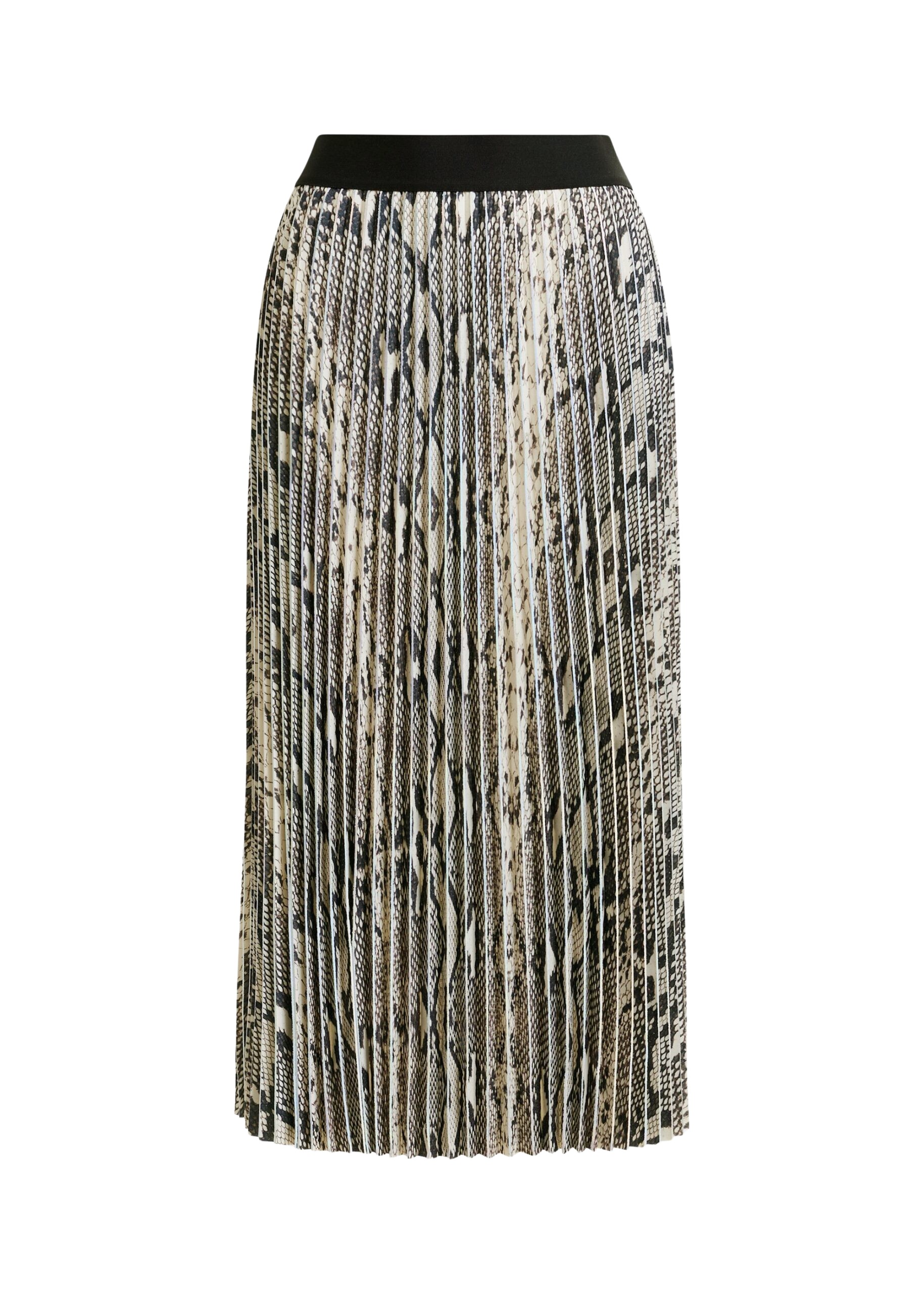 Essentiel Antwerp Green, beige and black snakeprint pleated skirt