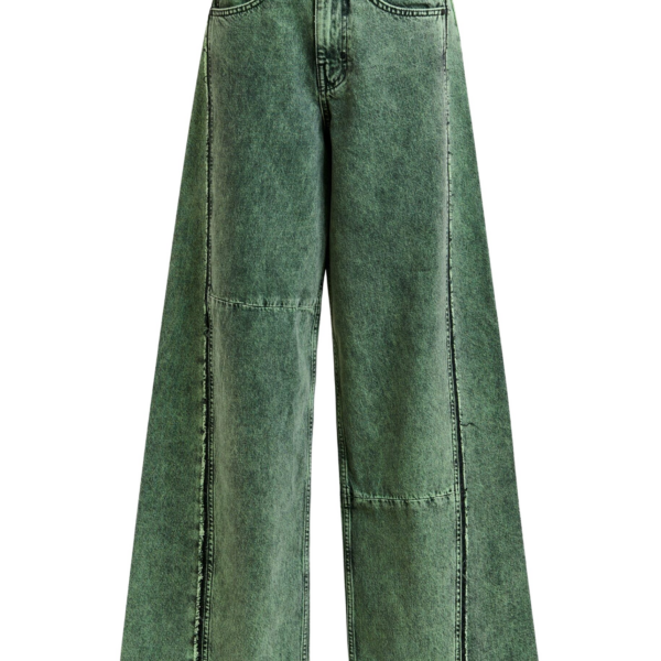 Essentiel Antwerp Green overdye wide-leg contrast panel jeans - Essentiel Antwerp Pants - Colorful Belgian Design - Shop at Coveti