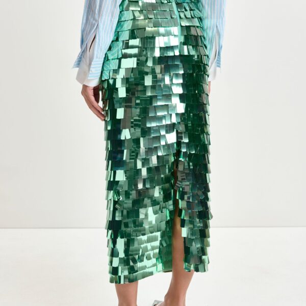 Essentiel Antwerp Green pencil skirt with sequin embellishments - Essentiel Antwerp Skirts - Colorful Belgian Design - Shop at Coveti