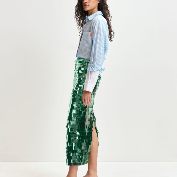 Essentiel Antwerp Green pencil skirt with sequin embellishments - Essentiel Antwerp Skirts - Colorful Belgian Design - Shop at Coveti