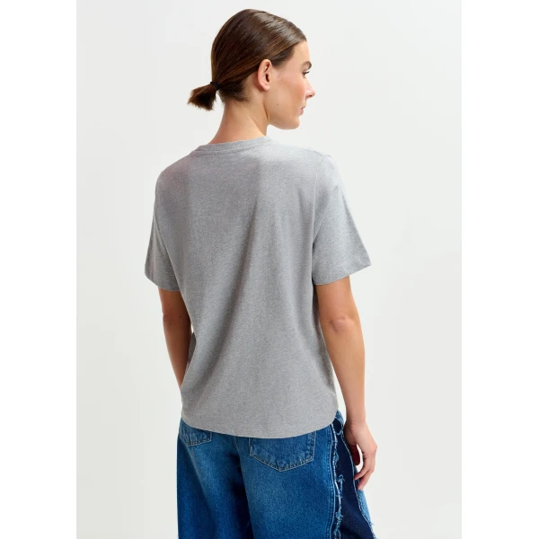 Essentiel Antwerp Grey and multicolor cotton T-shirt with sequin embroidery Top, view 4