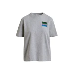 Essentiel Antwerp Grey and multicolor cotton T-shirt with sequin embroidery - Essentiel Antwerp Shirts - Colorful Belgian Design - Shop at Coveti